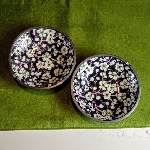 ACF Japanese Porcelain Ware Floral Pewter Bowls - Picture 3 of 6